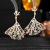 Light Luxury High-end Zircon Fan Earrings European and American Long Atmospheric Banquet Dress with Earrings