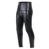 Men High Waist Tummy Control Butt Lifting Leather Body Shaping Nine Quarter Pants With Pockets