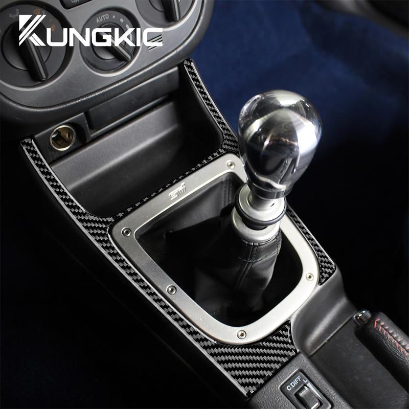 For Subaru Impreza WRX STI 2002-2004 Manual Gear Shift Panel Cover Soft Carbon Fiber Sticker Car Interior Trim Accessories Kit.
