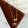 9999 24K real gold store same style women's gold necklace sweet bow collarbone chain sexy beautiful jewelry