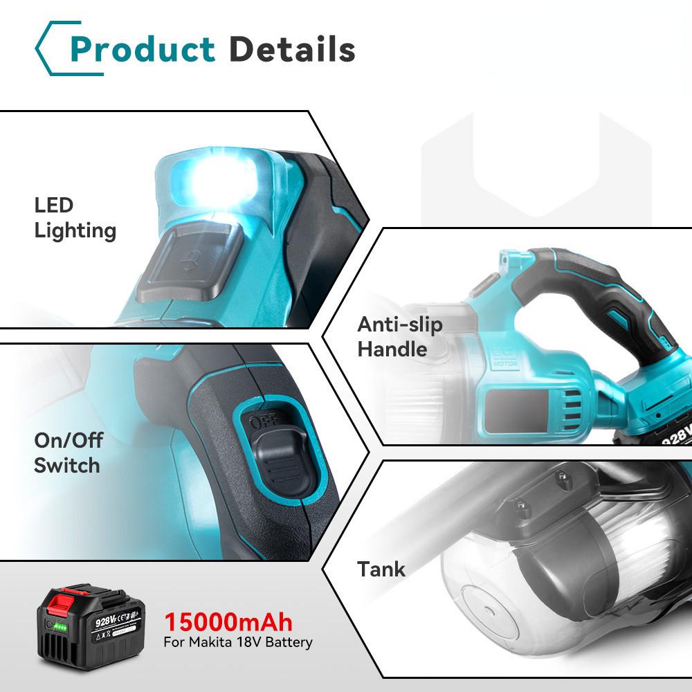 1000W Cordless Handheld Electric Vacuum Cleaner 1000W Powerful Rechargeable Household Indoor Cleaning Tools 700ML