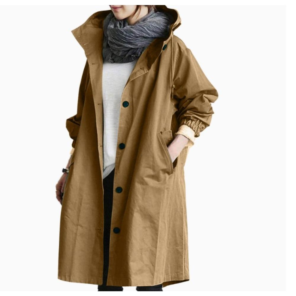 Herbst Mode Lässig Langarm Mittellang Trenchcoat Damen Elegant Locker Taille Knopf Windjacke M dunkelbraune