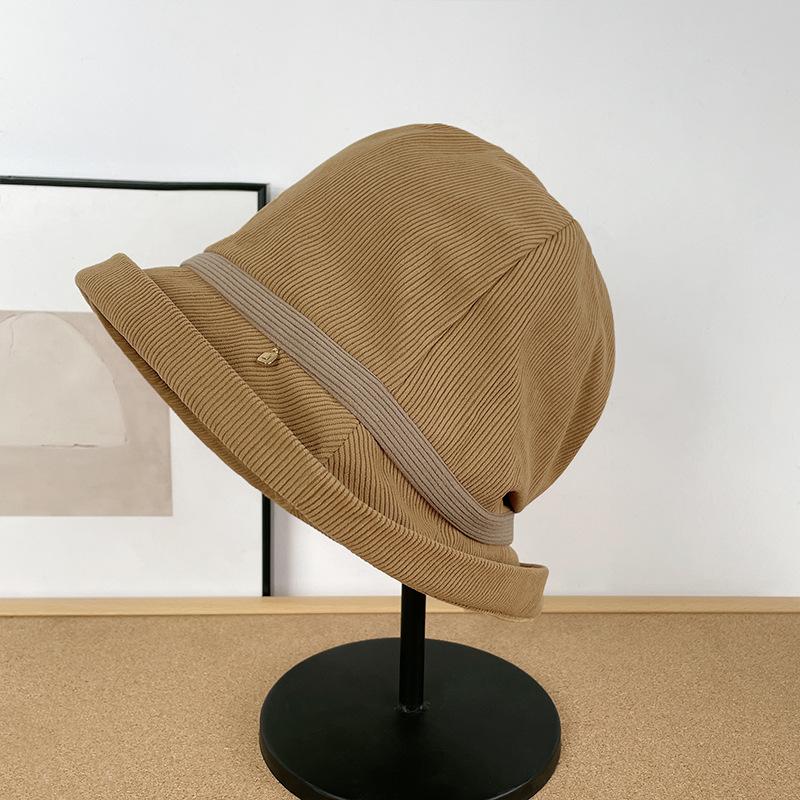 

Рыбацкая шляпа Детская осенне-зимняя универсальная шляпа для наслоения Показывает маленькое лицо Модный темперамент Вельветовая шляпа-ведро 54-59