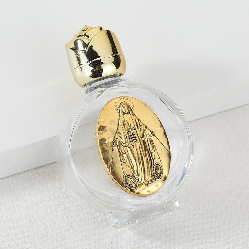 

Refillable Portable Holy Water Jesus Bottle Christian Baptism Religious Cosmetic Packaging Empty Bottle for Spiritual