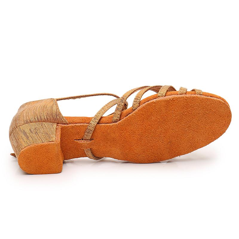 Child Girls Ballroom Dance Shoes Latin Salsa Dancing Shoes Cross Strap 3.5cm Heel