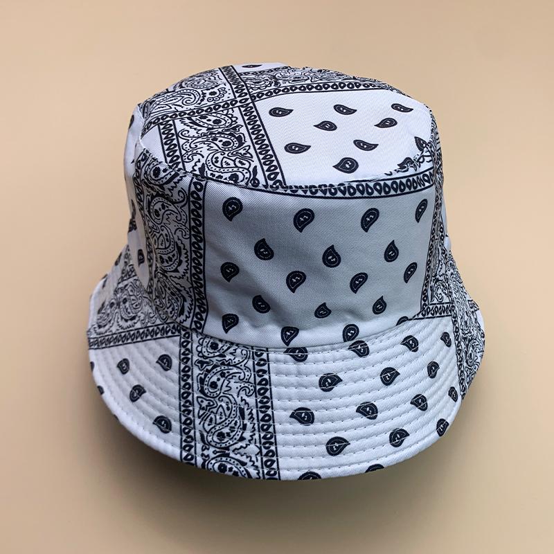 Nieuwe Streetwear Paisley Hip Hop Heren Dames Bucket Hats Katoen Zacht Mode Trend Klassiek Retro Comfortabel Zonnescherm Vissersmutsen (as the picture,54-60cm) gray