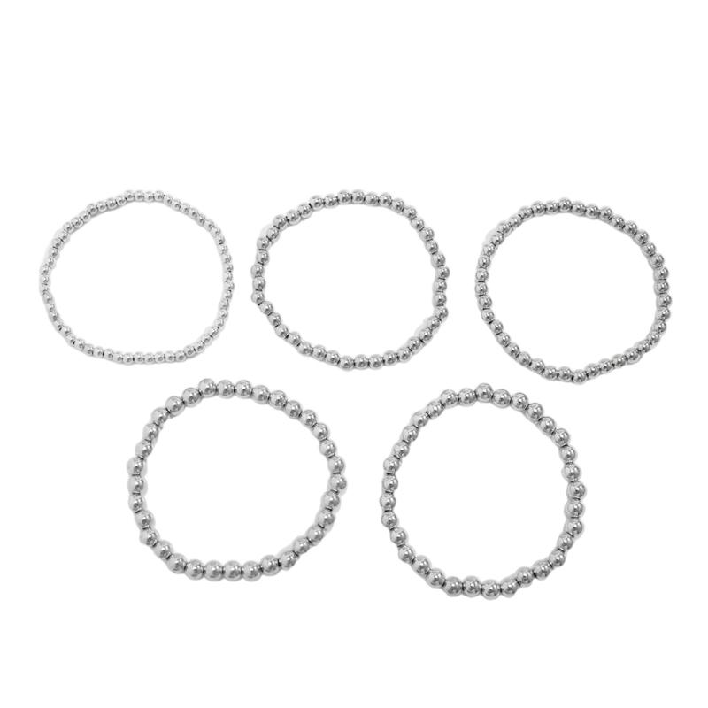 Pack of 5 Handmade Metal Beaded Bracelet Set Stackable Beaded Hand Chain Elegant Jewelry Gift For Any Occasion