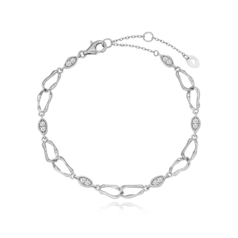 

Tirr Lirr Wavelet Pattern White Silver Bracelet TBESVW08040M single type