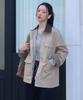 Mind Bridge Women [W] Leather Collar Contrast Work Jacket