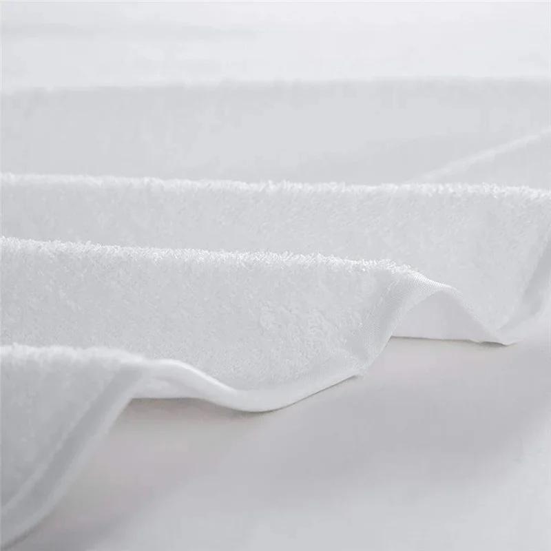 Waterproof White Mattress Pad Cover Terry Cloth Bed Fitted Sheet Elastic Belt Fix Mattress Topper Anti Water Sheet