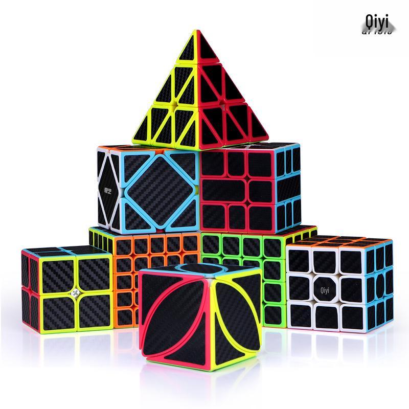 Qiyi Carbon Fiber Magic Cube Set 2x2 to 5x5 & Maple Leaf Pyramid Puzzle