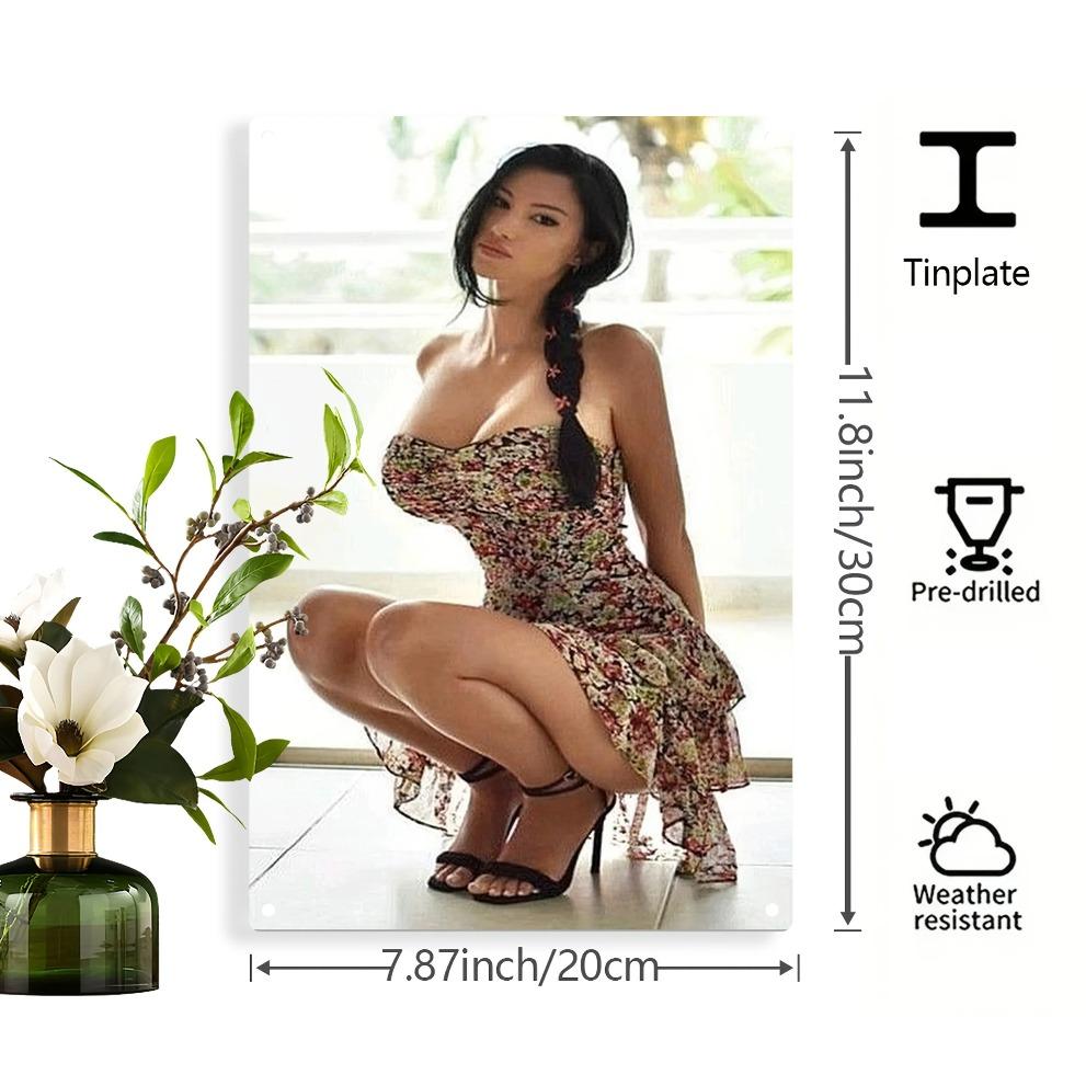 Vintage Metal Wall Art Lady Floral Skirt Design, Iron Tinplate Wall Hanging Weather-Resistant Home Decor