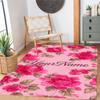 Rose Customized Name Floor Rug Office Rug Design for Dining Room Decorate Room Balcony Foyer Anti-slip Rug Decorate Offices