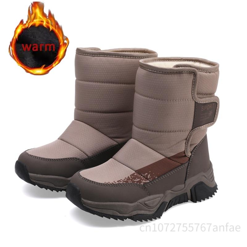 Winter Children Warm Snow Boots Waterproof Boys And Girls Non-Slip Sneakers Fashion Warm Kid's Ankle Boots Outdoor Hiking Shoes