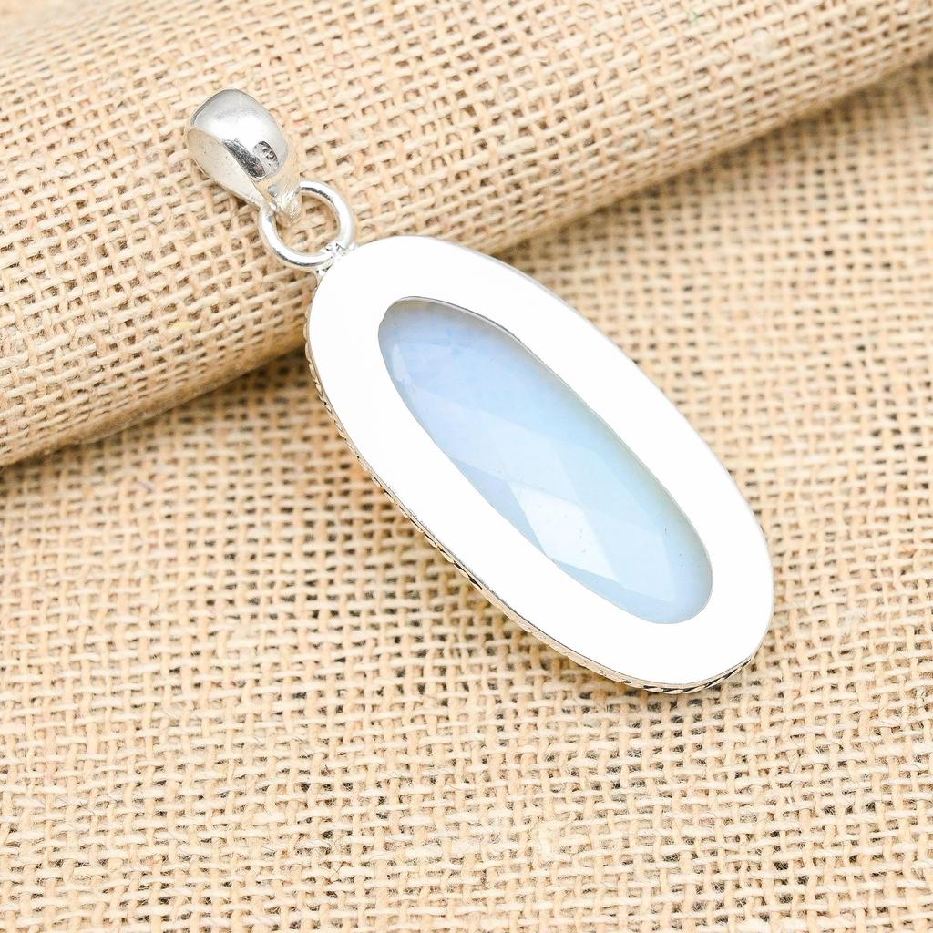 Beautiful Milky Opal Gemstone Handmade 925 Sterling Silver Pendant Jewelry