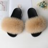 Furry Slippers for Women The Same Style In Summer Real Fox Fur Slippers Plus Size Female Sandals