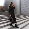 Wish autumn fashion split loose casual solid color shirt skirt women's clothing