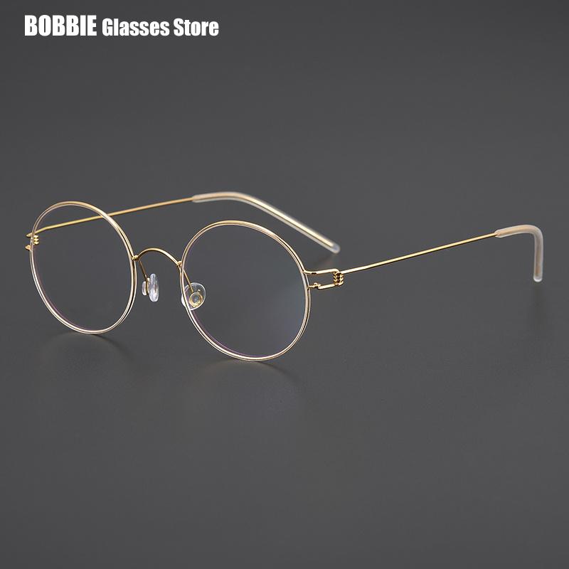

46 Small Round Glasses Frame Men Light Screwless Eyeglasses Prescription Optical Myopia Spectacle Denmark Brand Designer Morten золотой