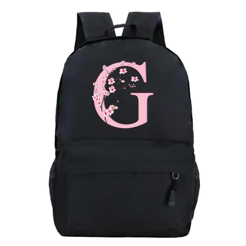Back To School Rucksacks Trend Graphic Flower Alphabet Harajuku Style Trend Open-air Journey Knapsack Zip Laptop Bagpack