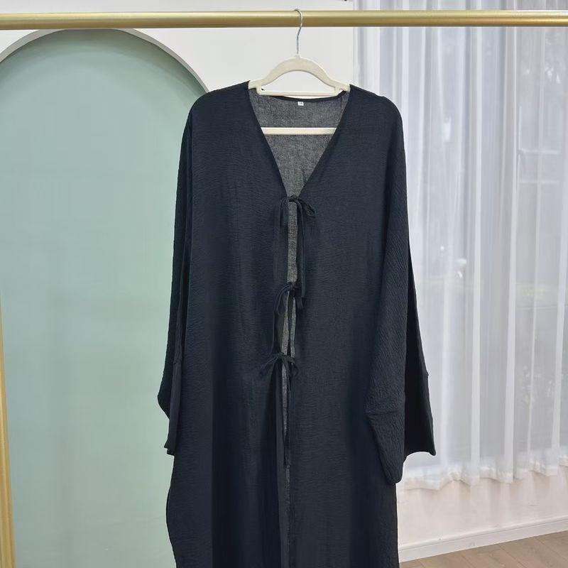 New Arrival Middle East Dubai Party Waist-Controlled Lace-up Cardigan Dress Cardigan Lace up Dress