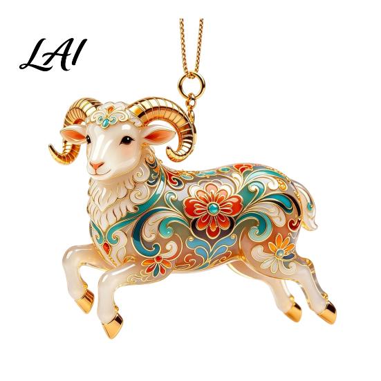 Acrylic Animal Pendant 2D Goat Christmas Ornament Farm Car Rearview Mirror Ornament Charm Auto Interior Hanging for Tree Home Window Decor