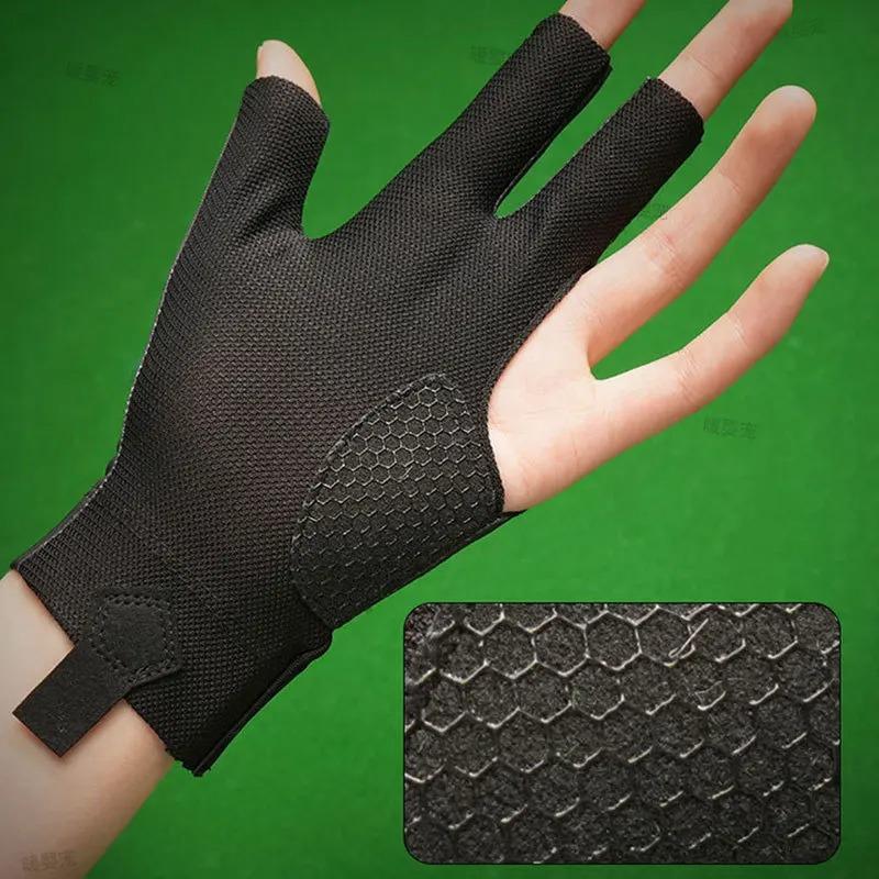 Single Left Hand Three Finger Open Billiard Glove Non Slip Wear Resistant Snooker Pool Training Glove For Smooth Cue Shooting