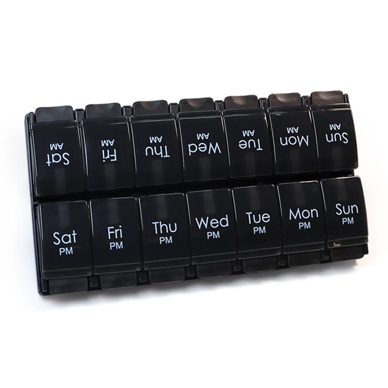 

Радужный двухрядный органайзер для таблеток с 14 отделениями, всплывающий 22.7*11.7*2.8 cm