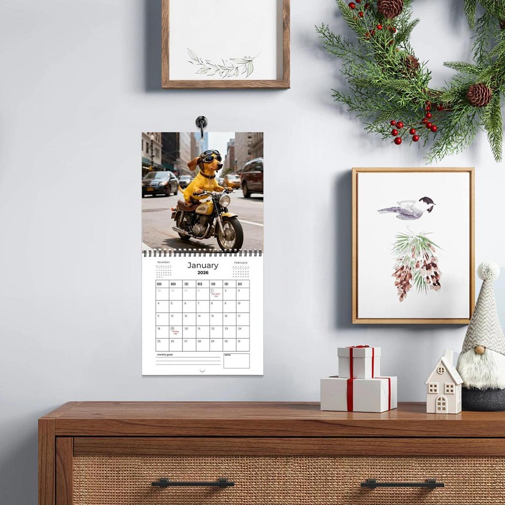 2026 Kalender Taxar 12 Månadsplanerare Schemaläggningsverktyg Hund Månadsväggkalender för Möte Helg Sovrum Vardagsrum