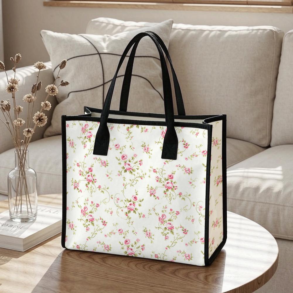 Floral Tote Bag for Women Casual Daily Use Large Capacity Reusable Shopping Purse