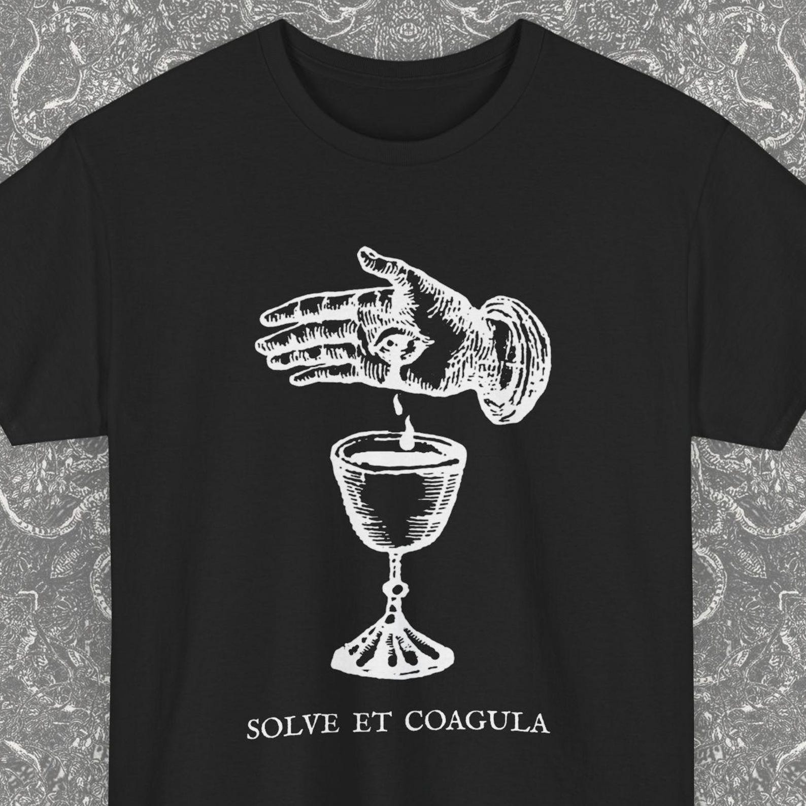 Solve et Coagula Shirt | Occult Chalice Hand Symbol Tee | Hermetic Alchemy T-Shirt | Esoteric Chaos Magick Goth Clothing | Light Design S