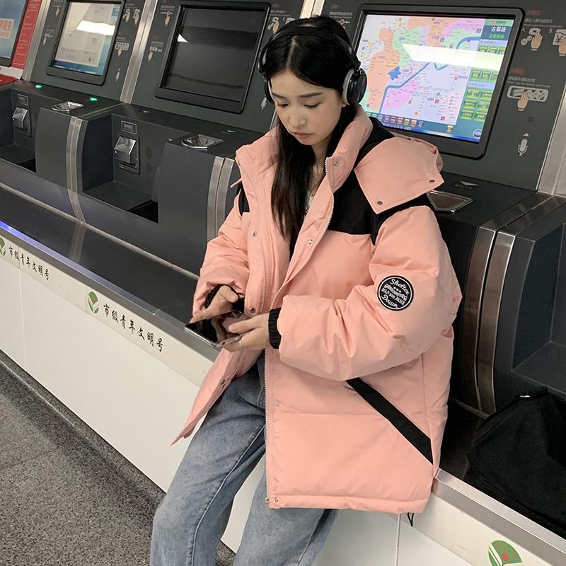 Winter Mode Lose Frauen Brot Daunenjacke Paar Liebhaber Parka mit Kapuze Kleidung Rosa