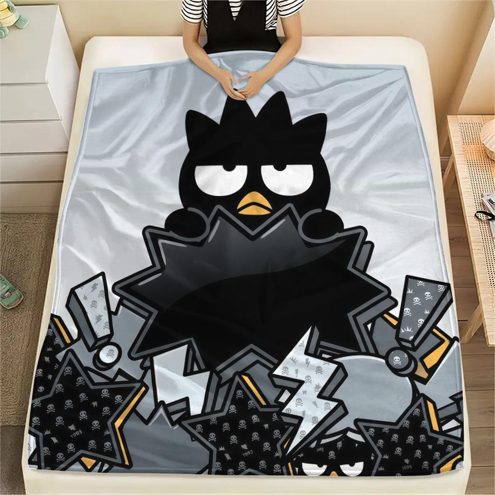 1PC Badtz-Maru Print Flannel Blanket, High quality All Seasons, Home Decor, Warmth and Comfort, Perfect for Christmas Gifts