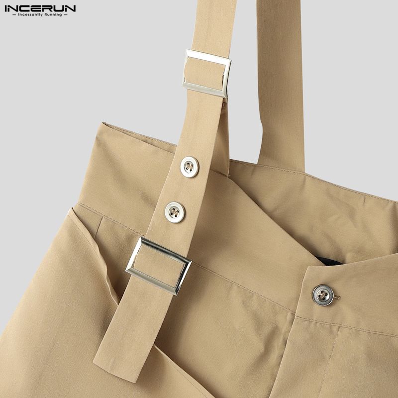 INCERUN Summer Men Sleeveless Strap Layers Casual Loose Suspender Overalls Bib Pants
