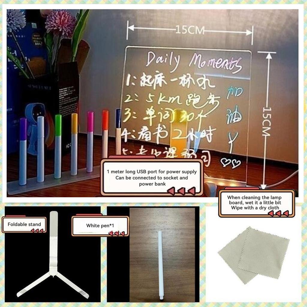 LED Glowing Transparent Marking Board Acrylic Erasable Adult, Children Art DIY Painting Board Home Office Store Supplies