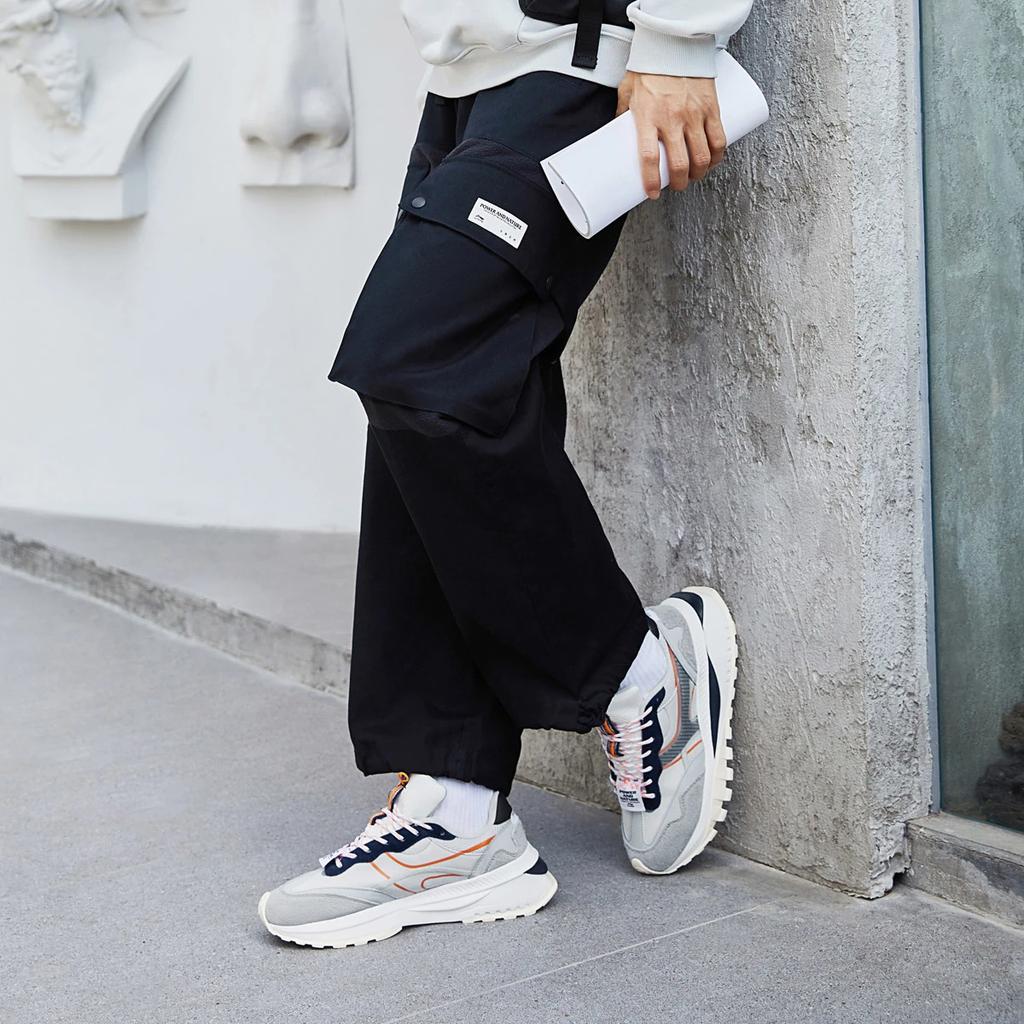 Li-Ning Urban Outdoor Series Velvet Spliced Loose Straight-Leg Pants Men Bottoms Black AKXR605-2