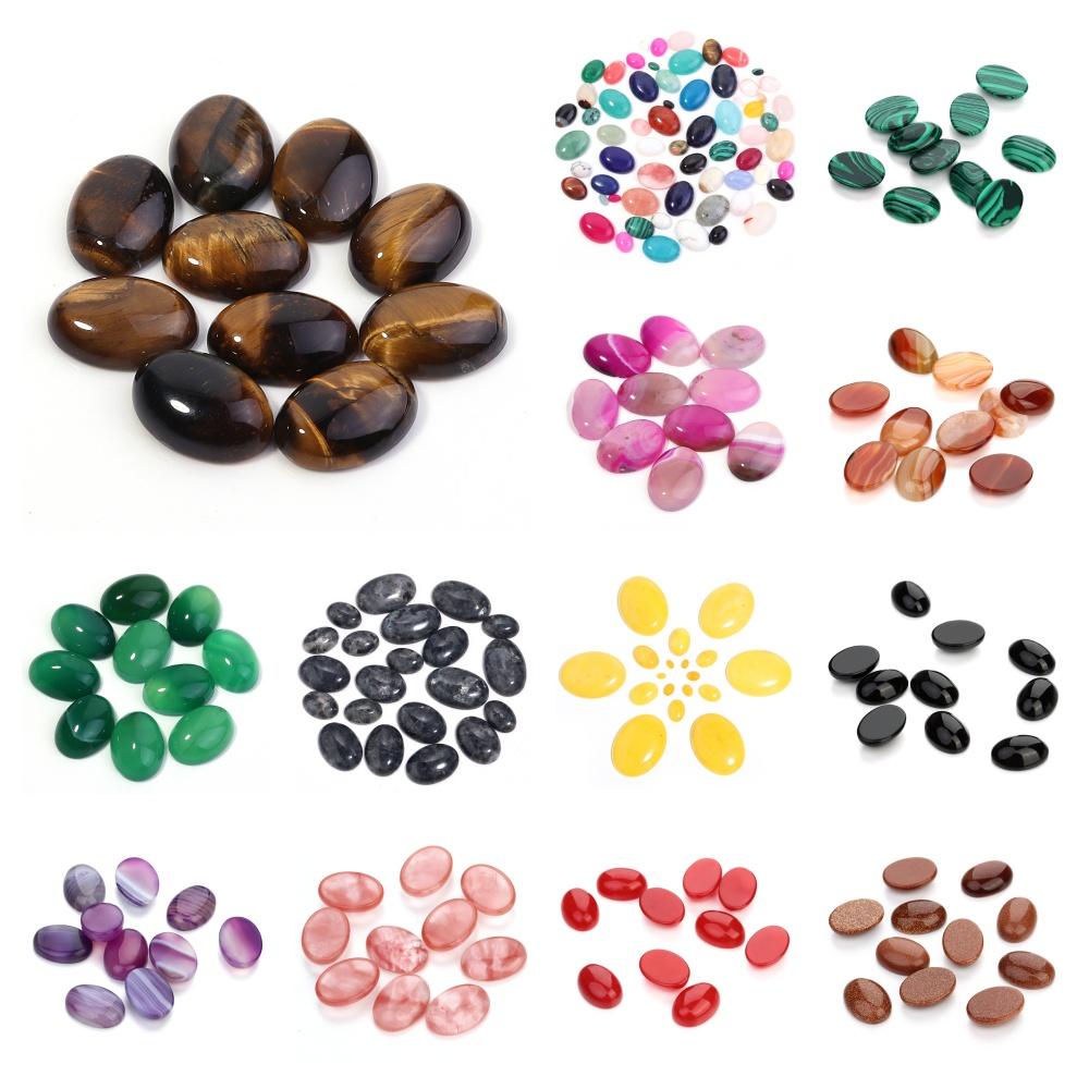 5/10 Pièces/Paquet Cabochon Pierre Naturelle Agate Ovale Lapis Œil de Tigre Perles Libres Dos Plat Cabochon Camée Entretoises Pour la Fabrication de Bijoux