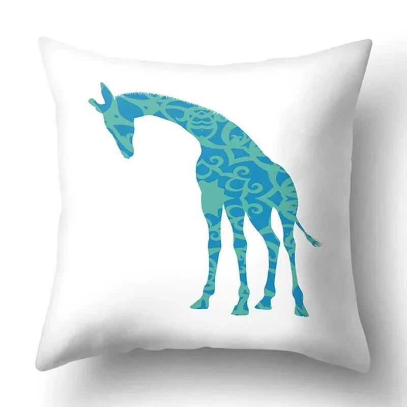 Simple Plaid Animal Pillowcase Puppy Cat Giraffe Pillowcase Children's Room Home Decoration Living Room Sofa Cushion Cover