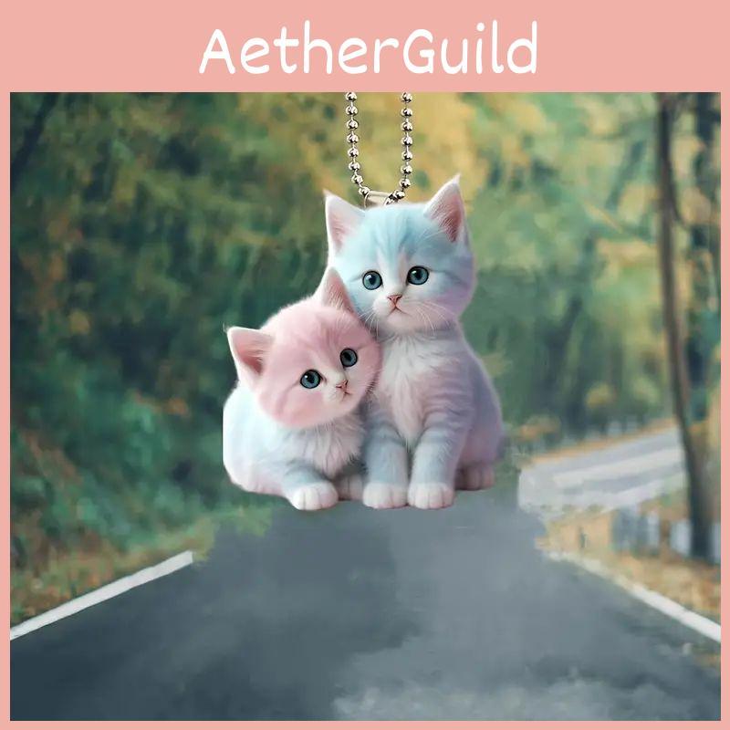 Whimsical Cartoon Style 2d Acrylic Cat Charms For Charming Vehicle Decor