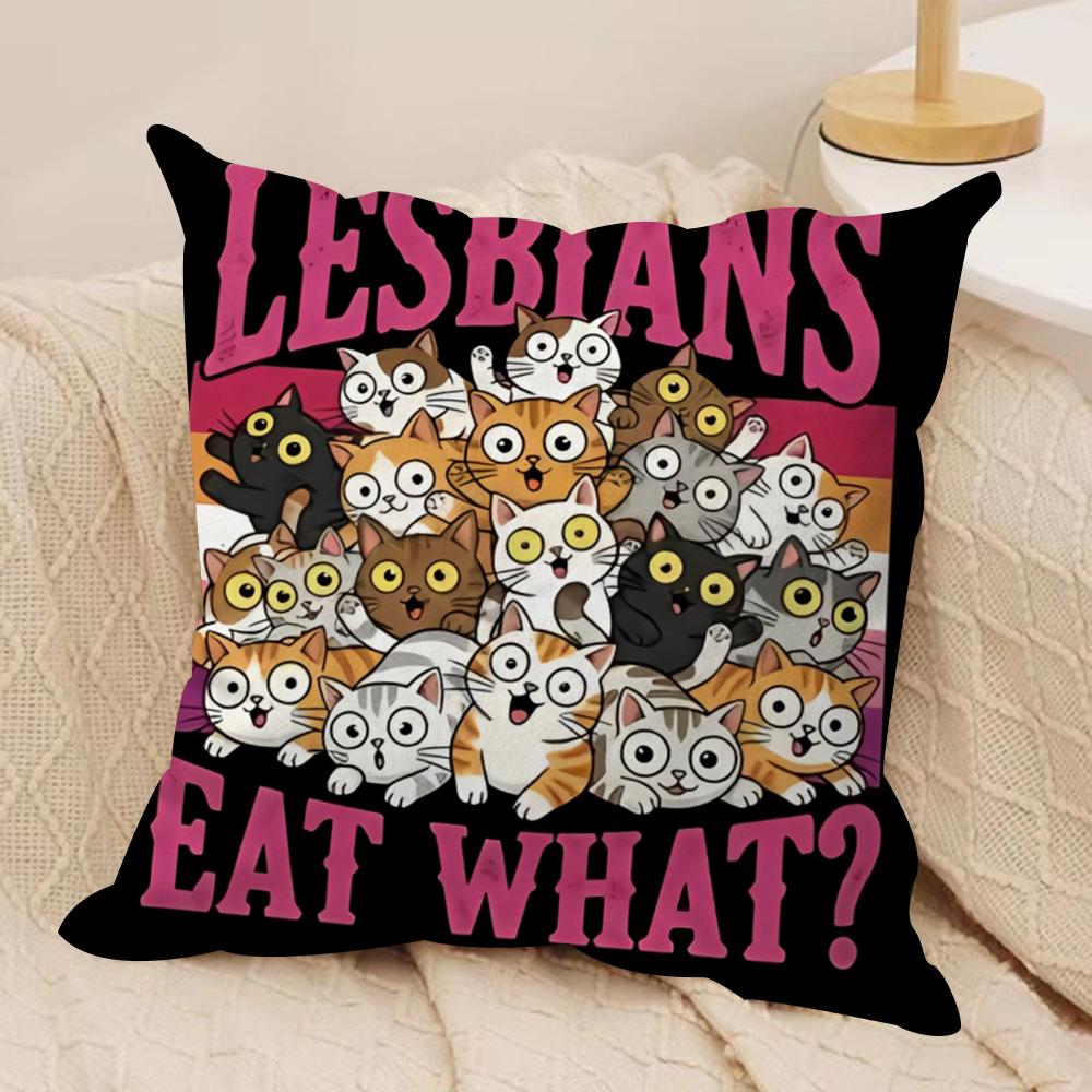 Funny Lgbtq eat what Cushion Cover Soft Plush Fabric DoubleSided Printed Cushion Covers for All Seasons Modern Home Decor