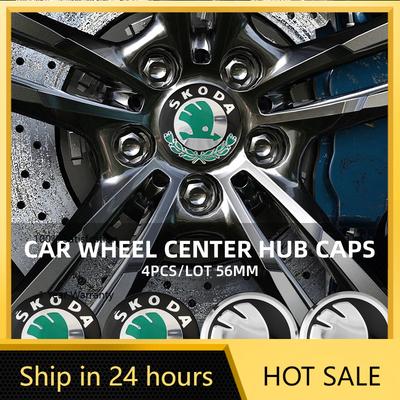 Car Sticker 2026 Hot 4Pcs Car Wheel Hub Center Caps Stickers Rim Badge Cover For Skoda Octavia Fabia Rapid Superb Yeti Enyaq Kod