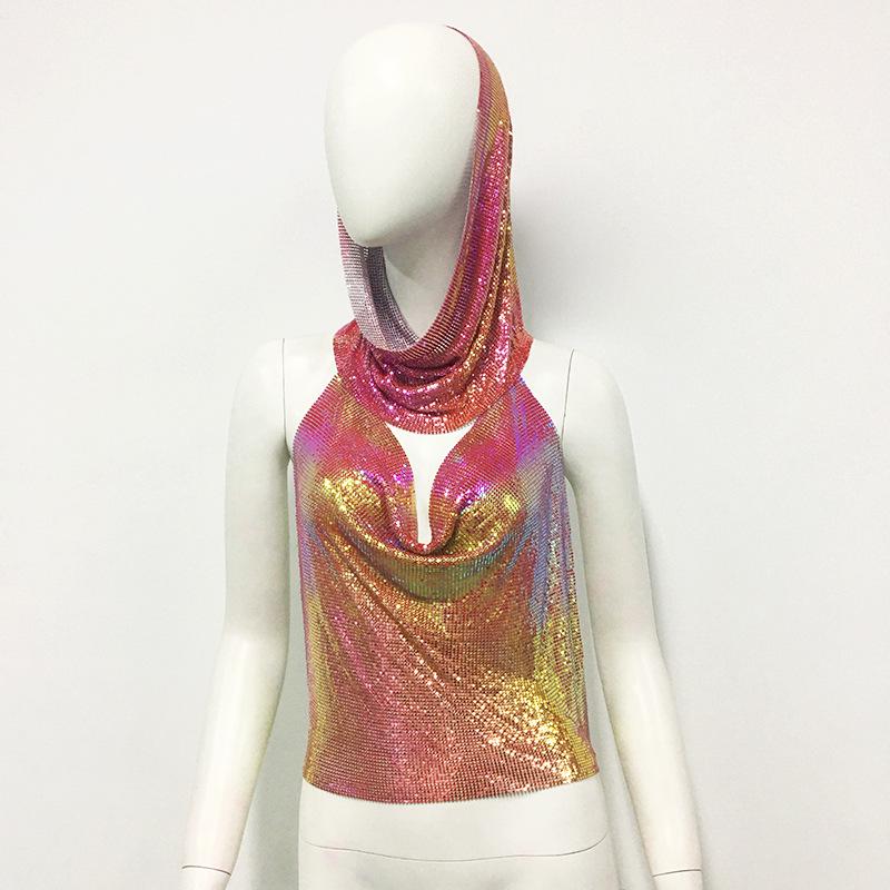 2023 Summer Trendy European & American Women's Hooded Metal Strap Vest – Sexy Hot Girl Sling Top