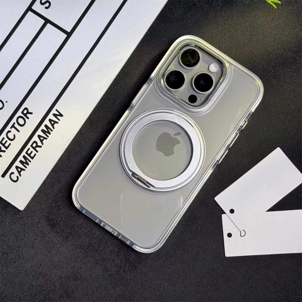 Applicable To iphone17ProMax High-transparency Rotating Bracket Magnetic Mobile Phone Case Apple 15 Airbag Anti-drop Protective Cover