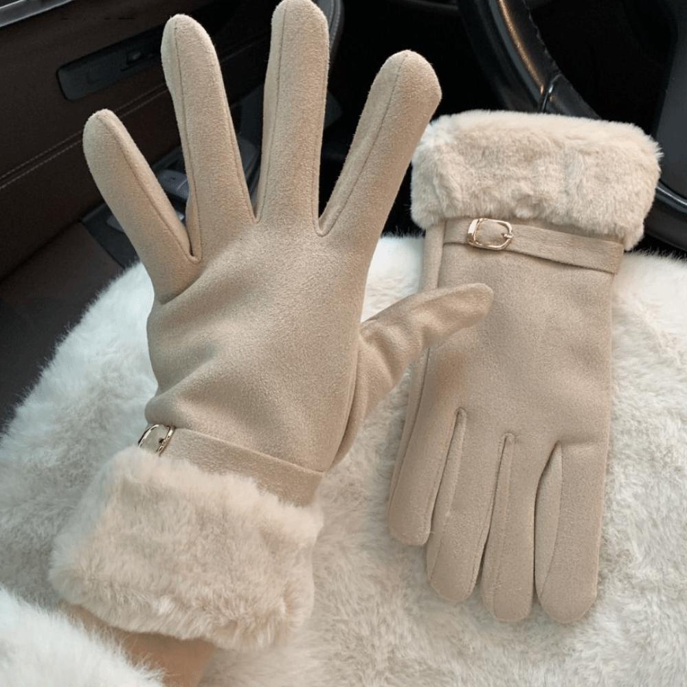 Windproof Suede Gloves Soft Cycling Mittens Casual Women Winter Gloves  Skiing
