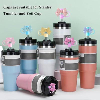 1Pc Bow Straw Cap Covers Toppers Silicone Accessories For Stanley Cups 30&40 Oz Tumbler And With 1pc Protective Boot