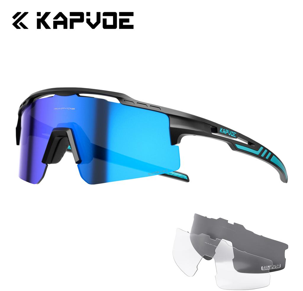 Kapvoe 3lens Sports Sunglasses Fashion Goggles Cycling Glasses MTB Riding Skating Sunglasses UV400 Man Woman Bike Eyewear