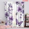 2pcs,2D Plane Printing Creative Curtains Lavender Flight Polyester Woven (without Rod) Room Decor Ldeal for Bedroom, Living