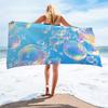 1Pc Summer Fresh Sky Blue Foamy Print Beach Towel Soft Absorbent Quick Dry Beach Holiday Bath Towel Wrap Scarf
