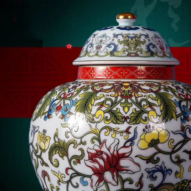 Enamel Color Ginger jar Vintage Ceramic Jars Blue and White Porcelain Tea Caddy Classical Storage Tank Cosmetic Containers
