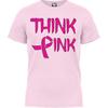 fresh tees Unisex Think Pink with Ribbon Cancer Survivor T-Shirts |Breast Cancer Awareness Shirts for Women/Men