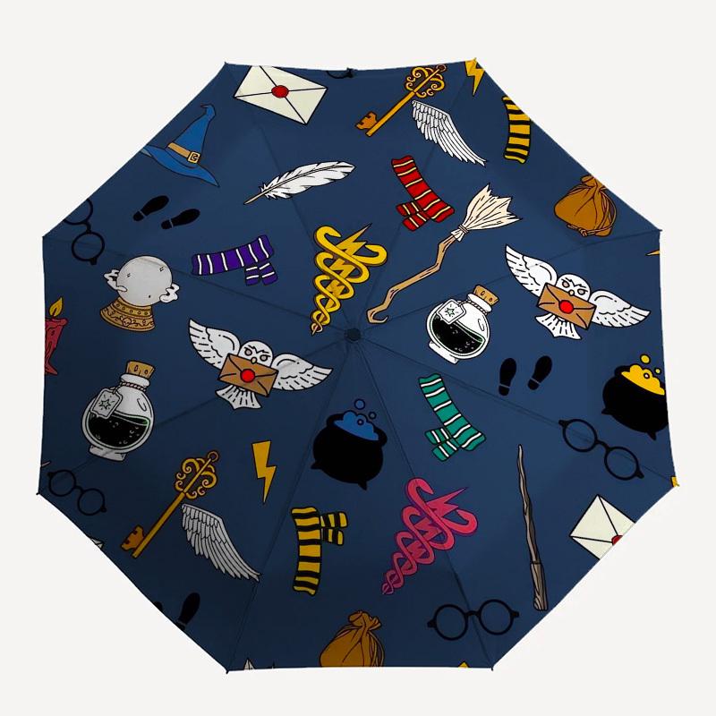 1pc Hogwarts Magical Icons Umbrella with Plastic Handle,Cartoon Pattern,Suitable for All Seasons Multi-functional Umbrella477